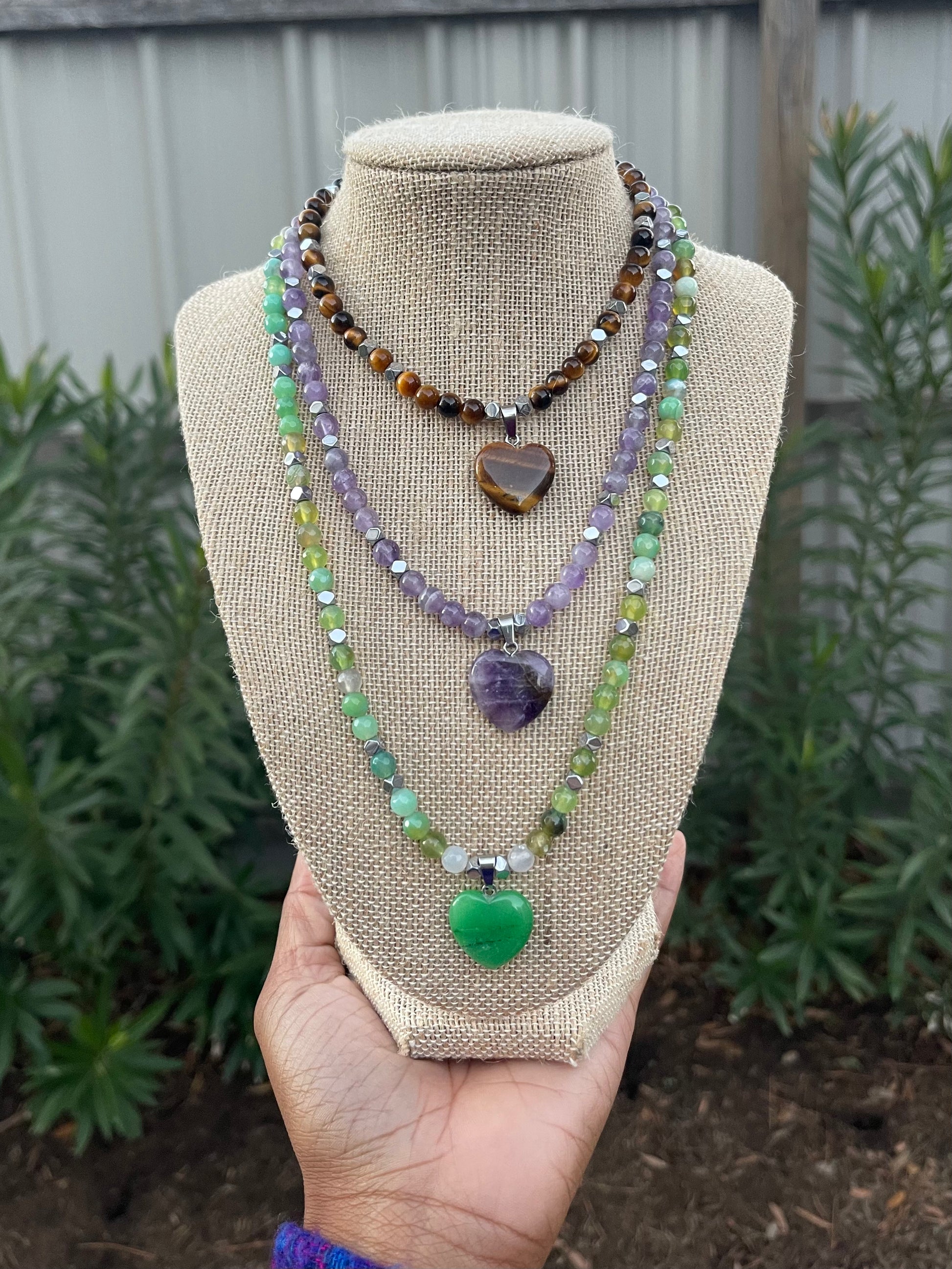 Amethyst Heart Crystal Necklace