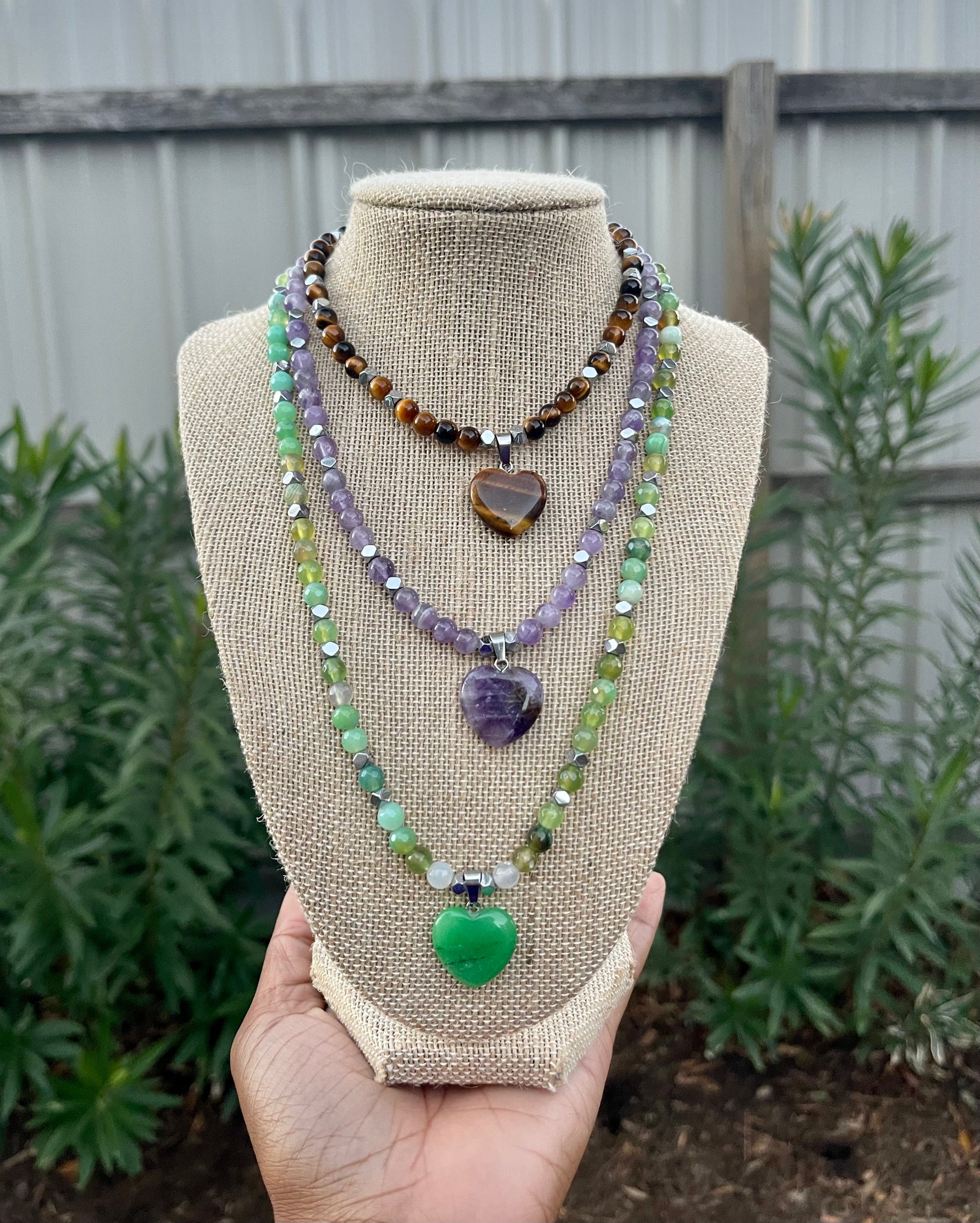 Tigers Eye Heart Crystal Necklace