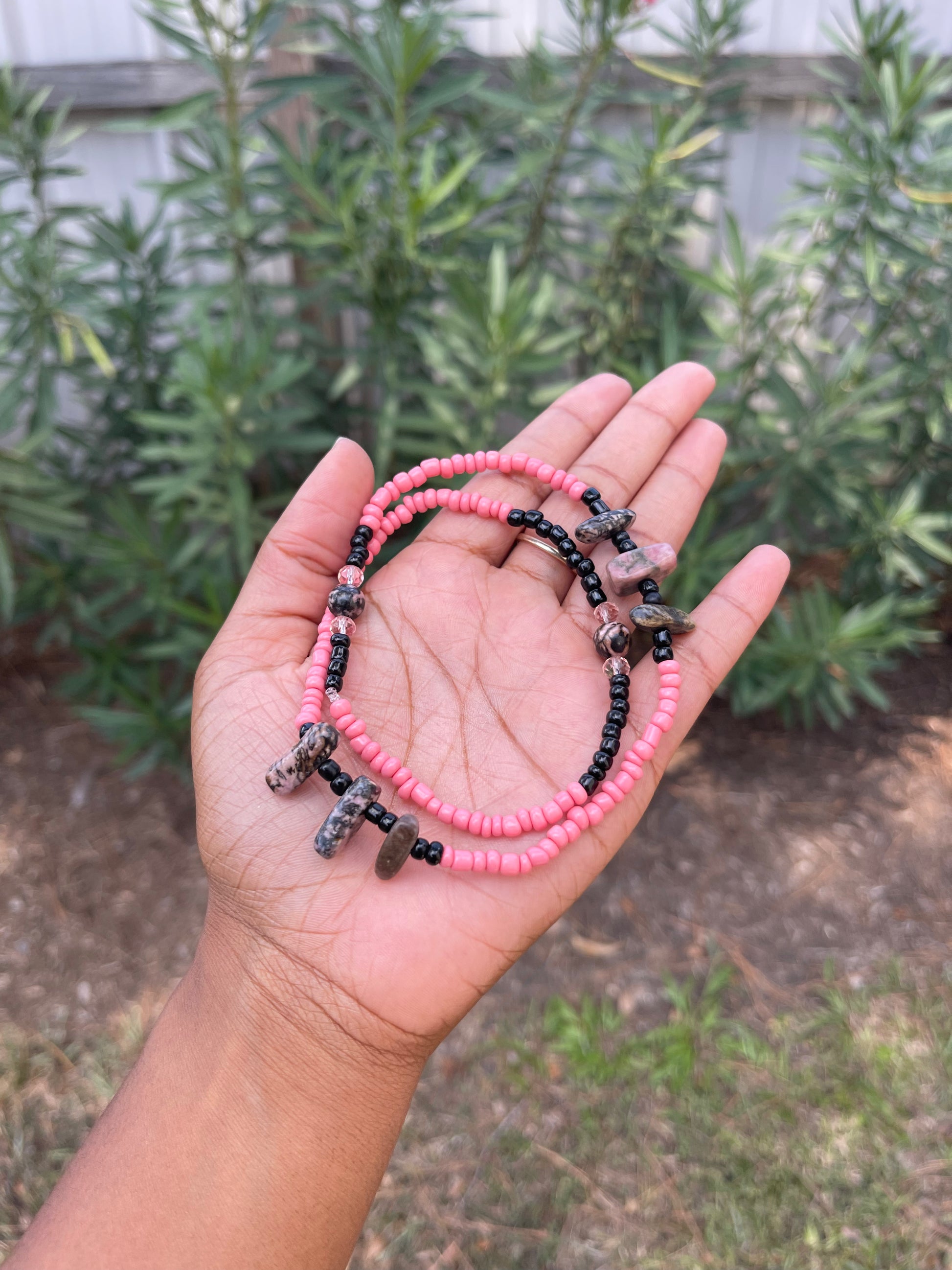 Rhodonite Crystal Thigh Beads