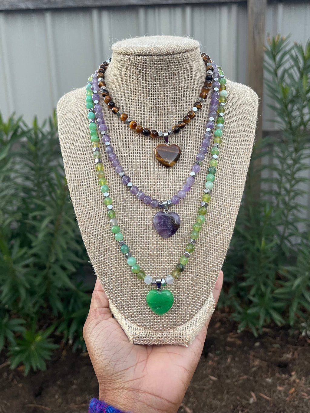 Amethyst Heart Crystal Necklace