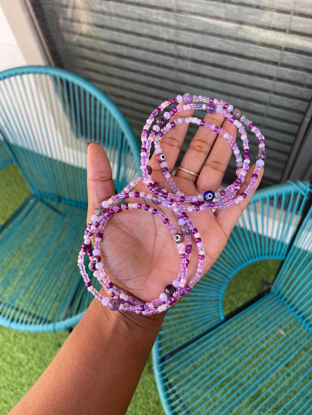 Purple Evil Eye Protection Waist Beads