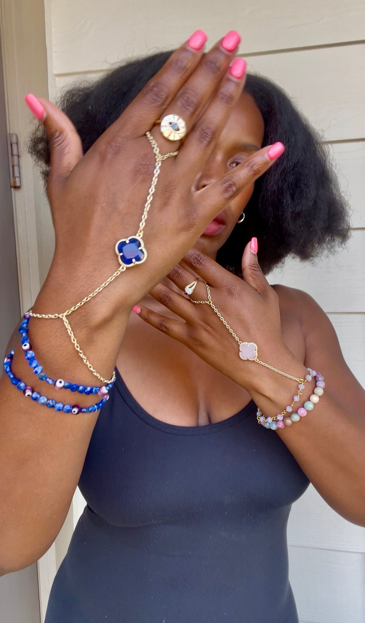Blue Flowerr Hand Chain