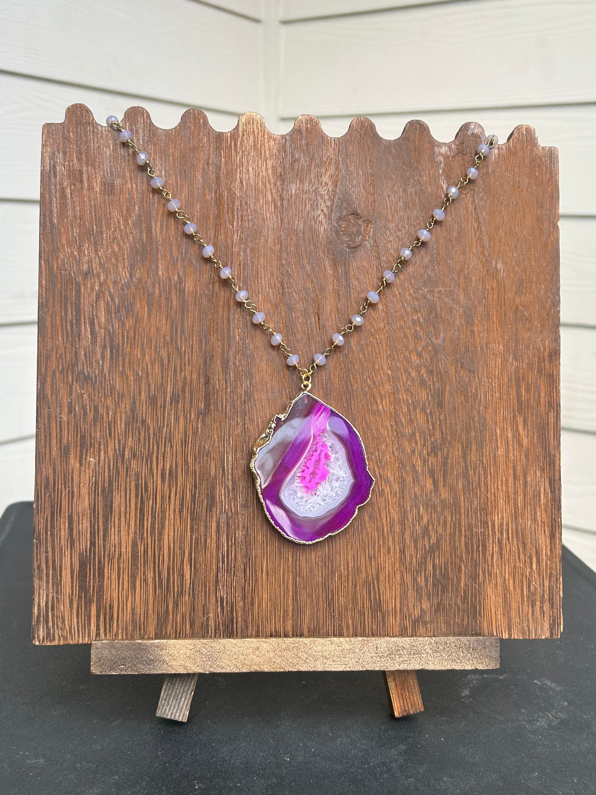 Pink Agate Slice Necklace