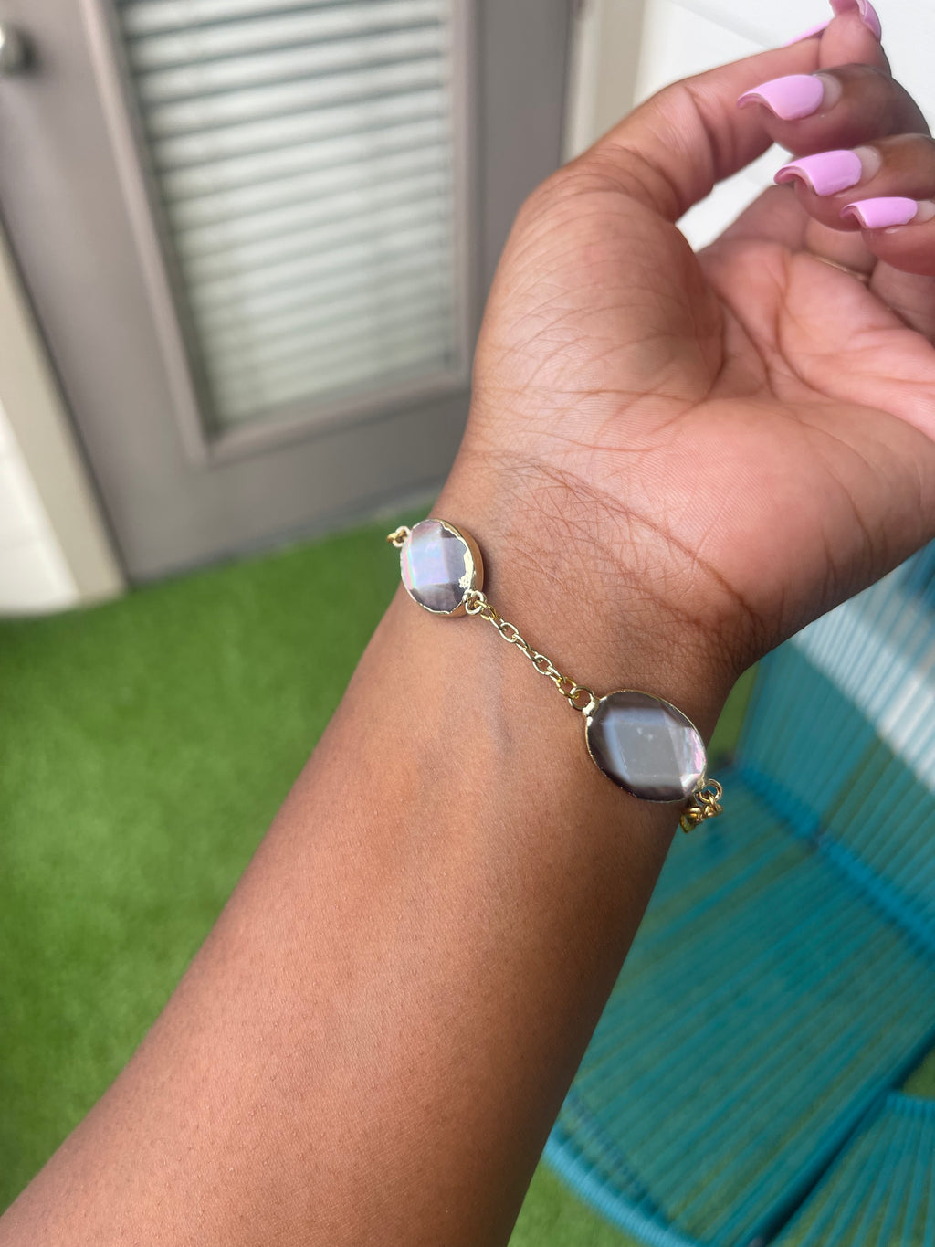 Oceans Kiss- Gold Moonstone Bracelet
