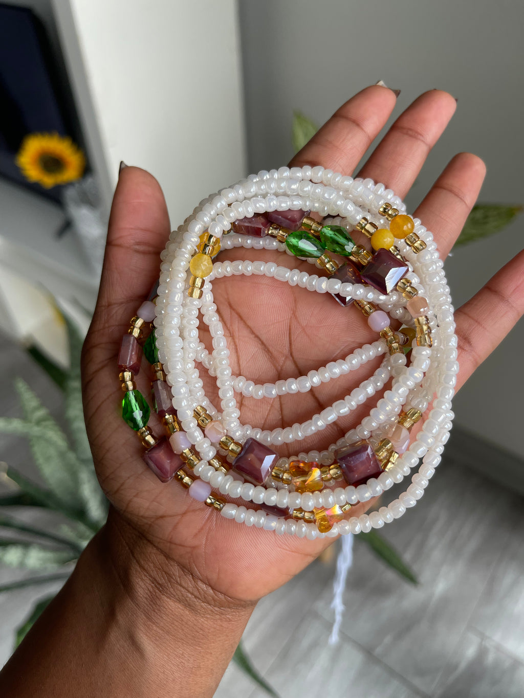 White Sage Tie-On Waist Bead