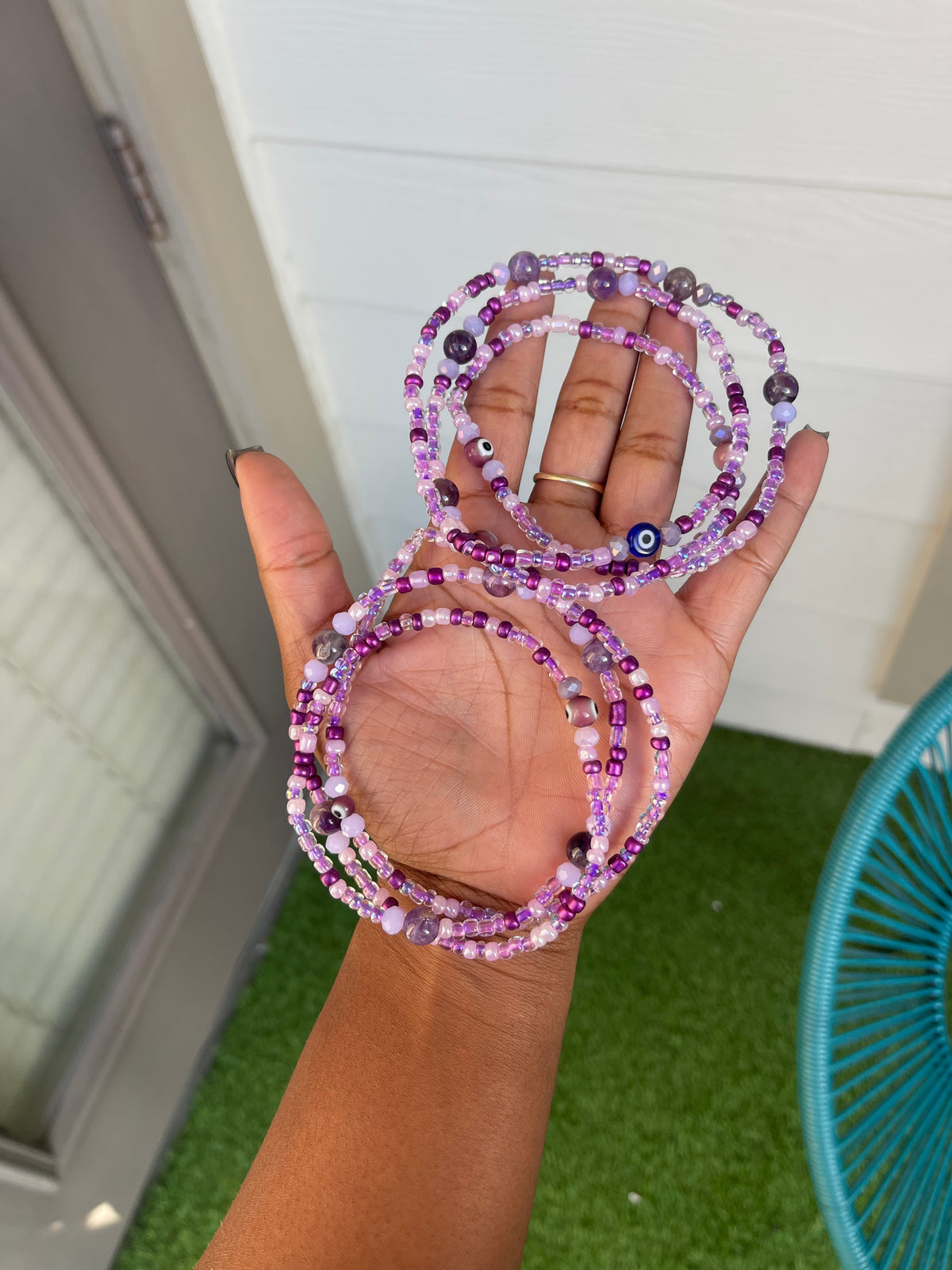 Purple Evil Eye Protection Waist Beads