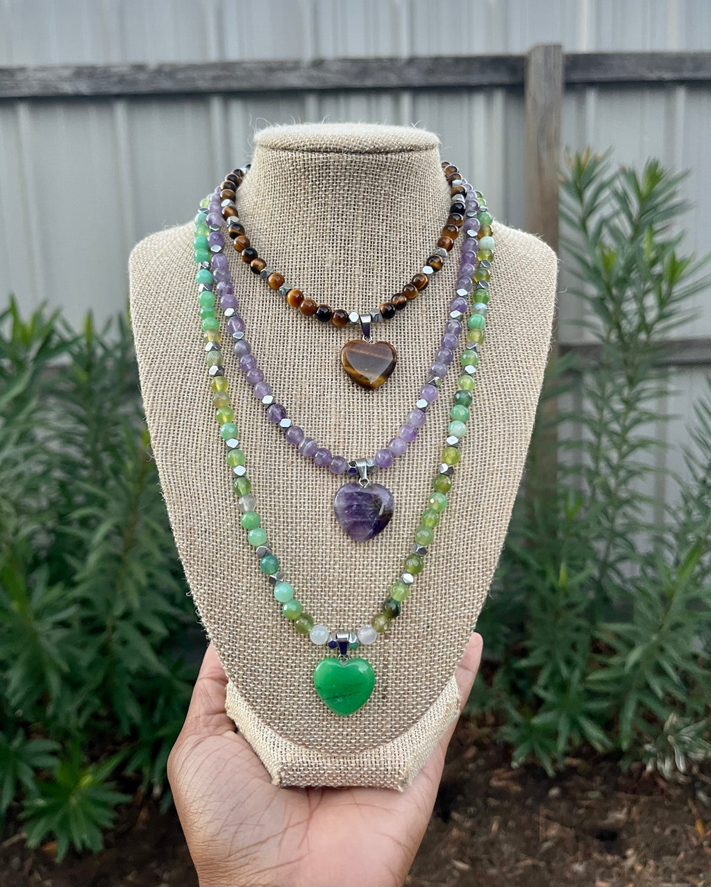Tigers Eye Heart Crystal Necklace