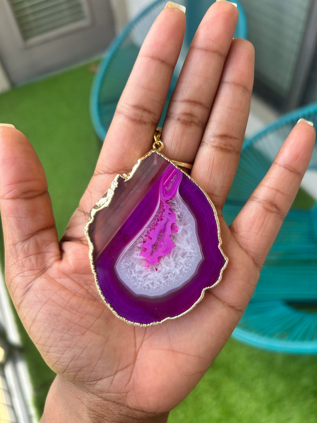 Pink Agate Slice Necklace