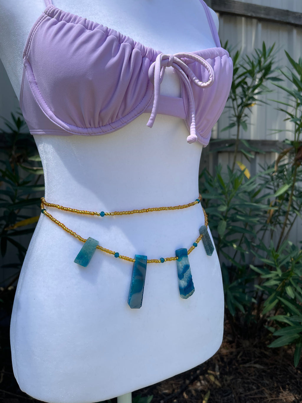 Blue Agate Crystal Waist Beads