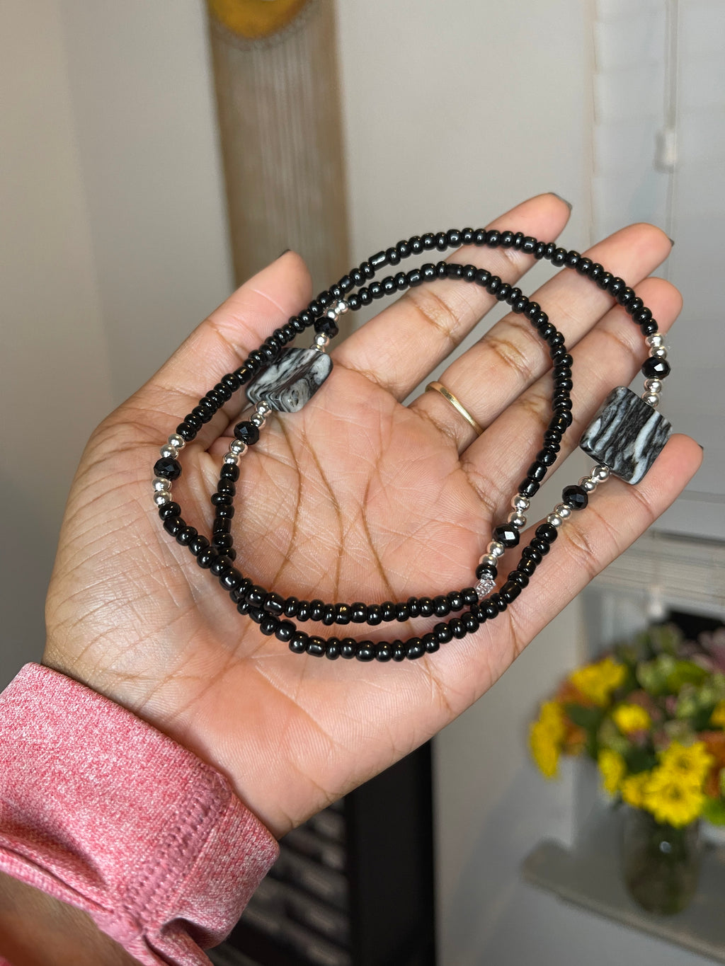 Snowflake Obsidian Thigh Bead