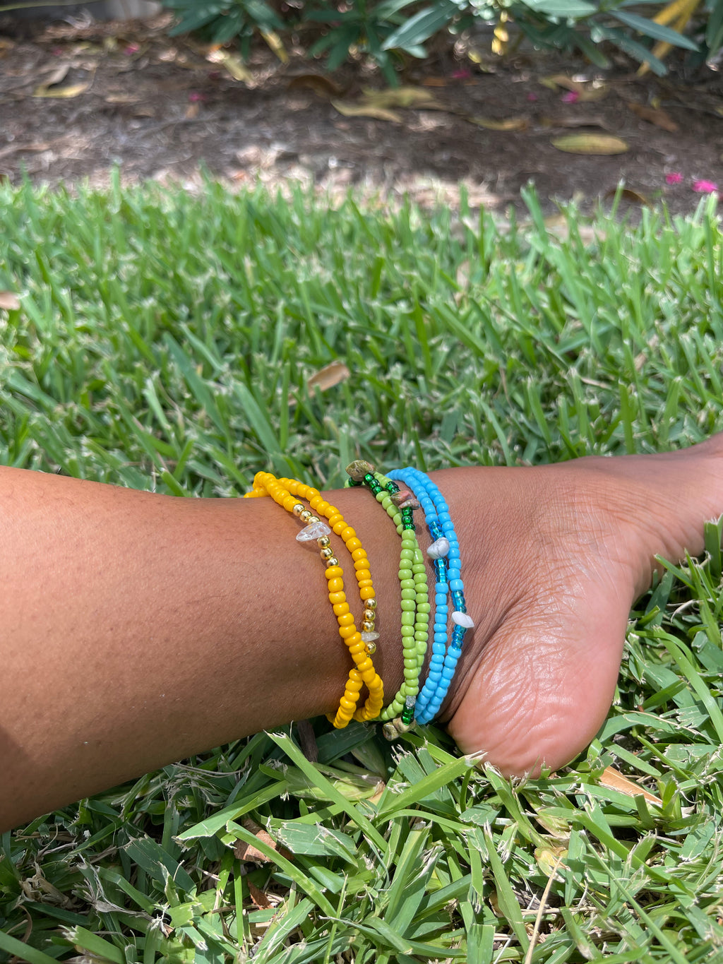 Double Stacked Unakite Anklet