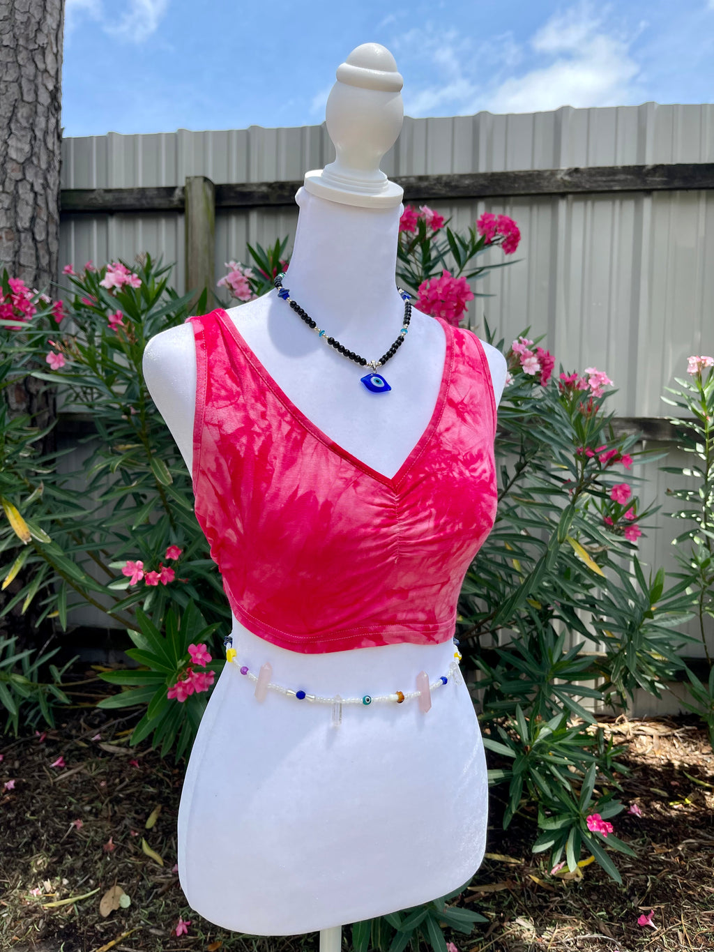 Free Spirit Waist Bead- Rose Quartz,Clear Quartz and Lapis Lazuli