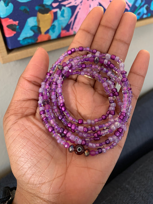 Purple Evil Eye Protection Waist Beads