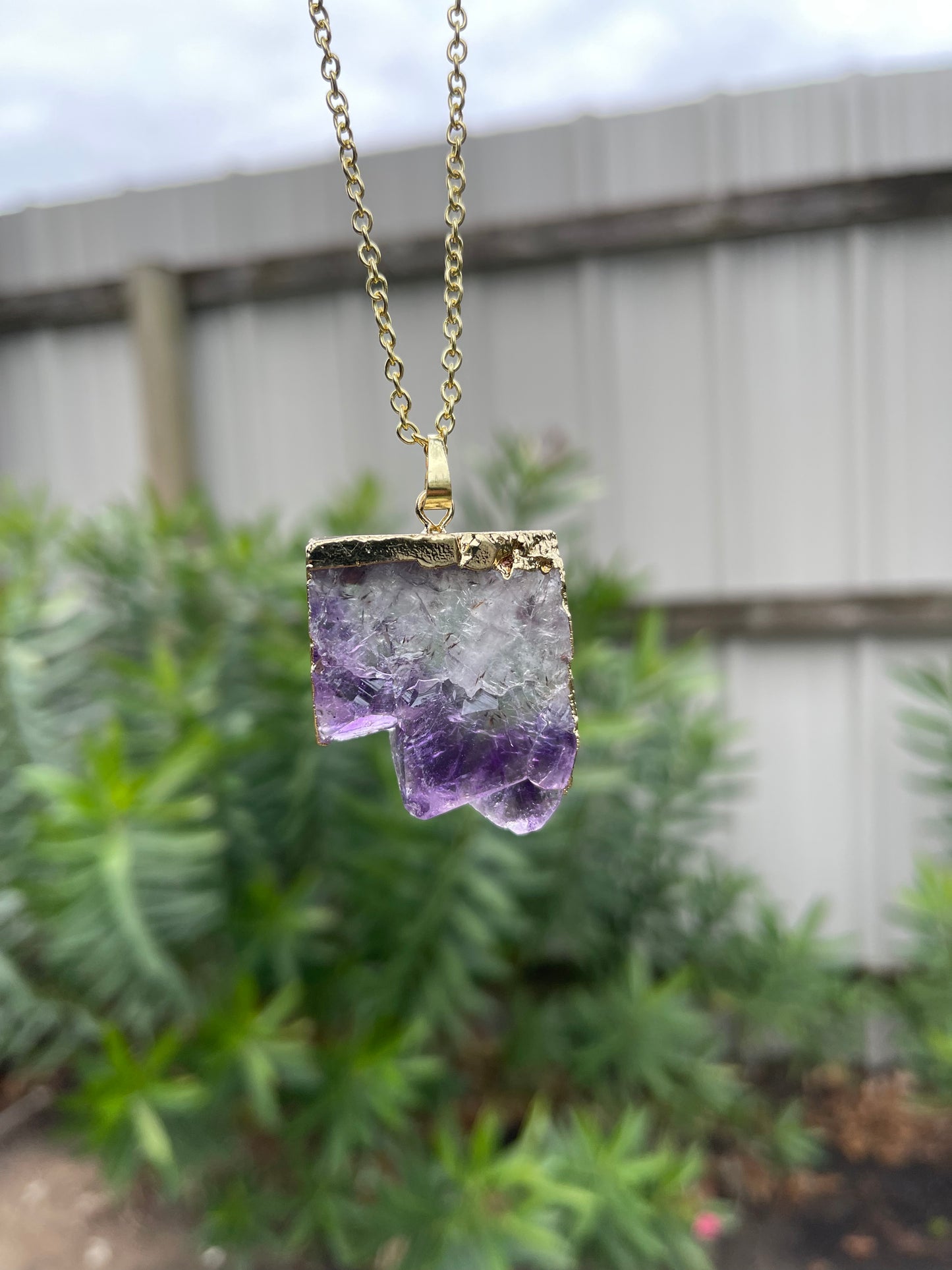 Natural Amethyst Crystal Necklace