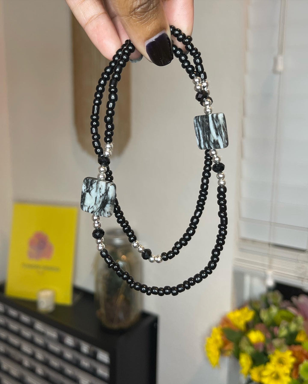 Snowflake Obsidian Thigh Bead