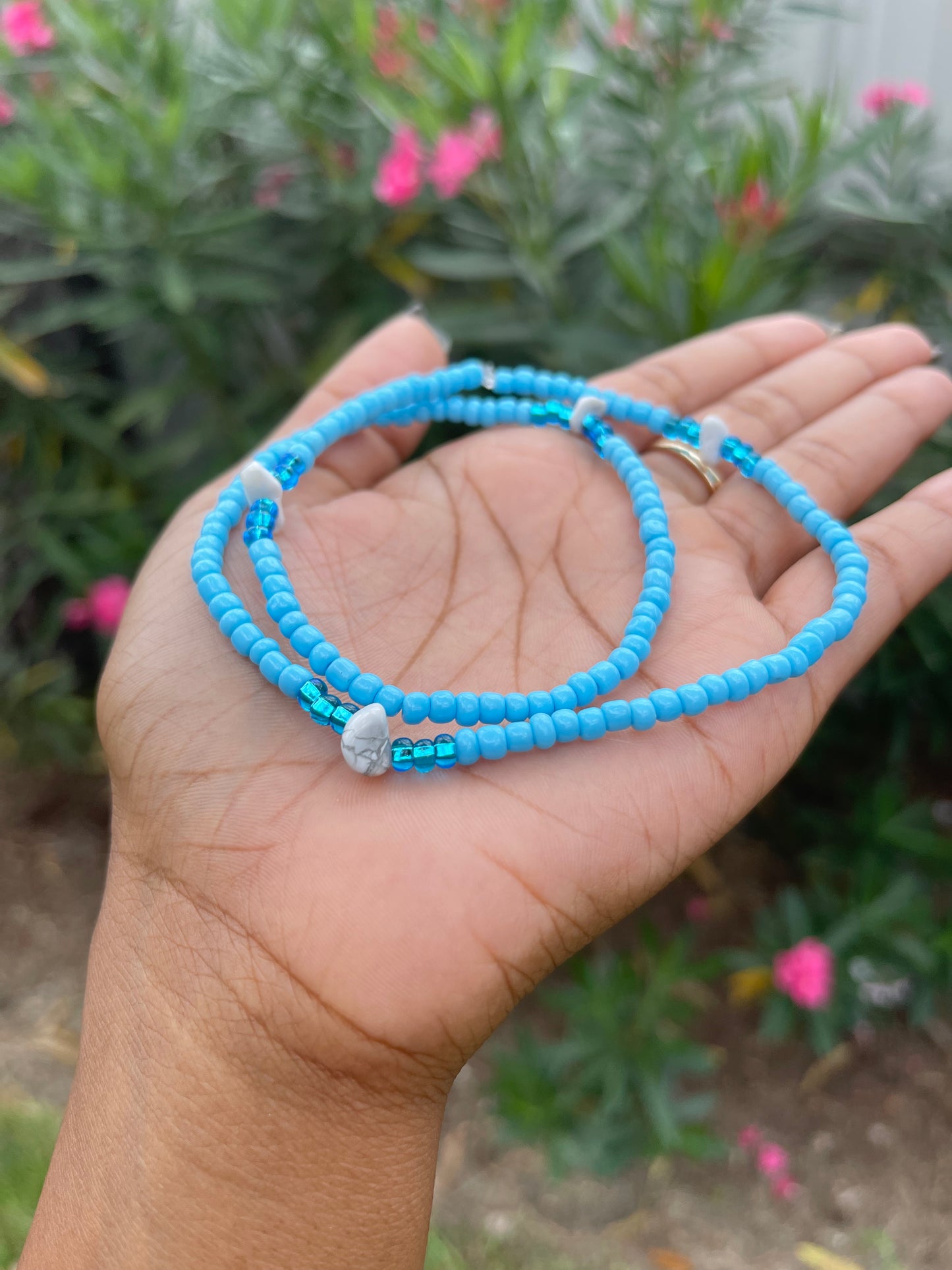 Double Stacked Howlite Anklet