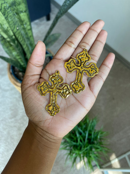 Chunky Gold Passion Cross Charm