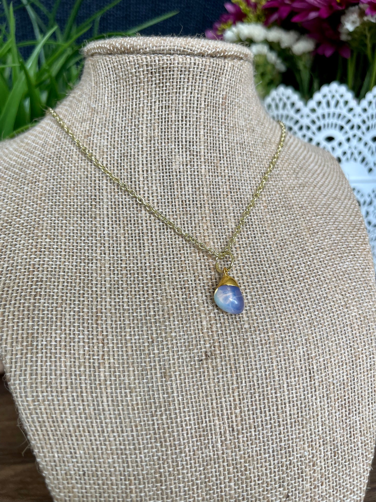 14K Gold Plated Mini Opalite Necklace