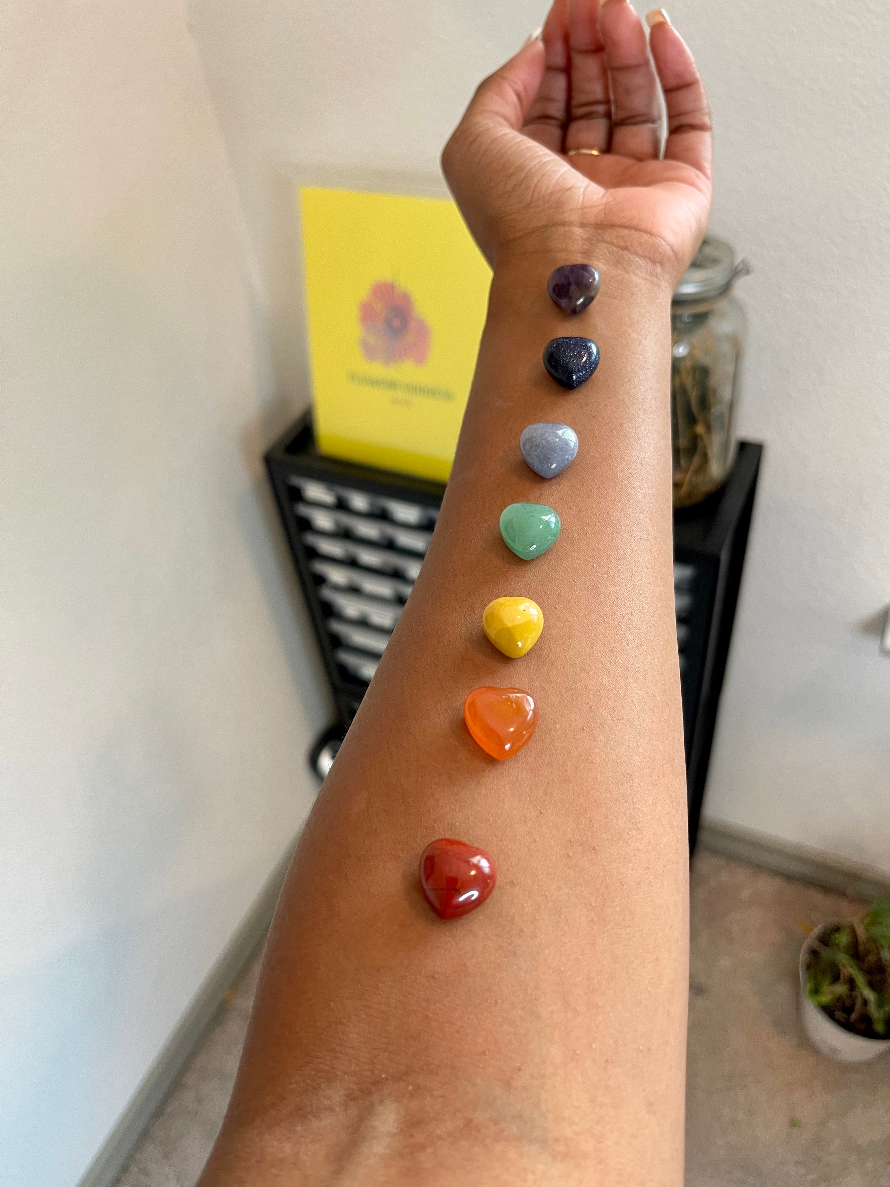 7 Chakra Heart Stone Set